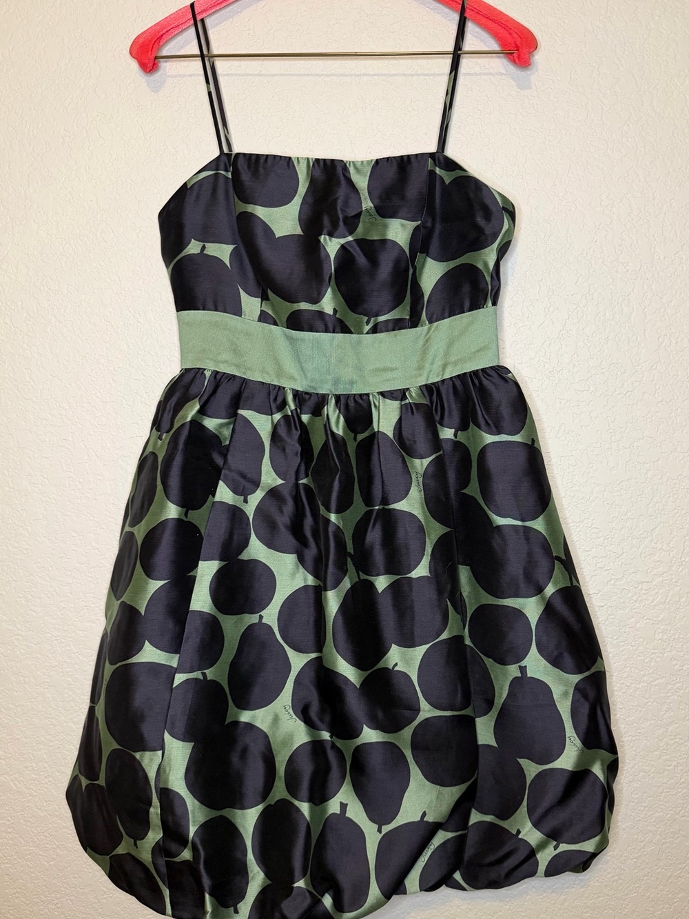 Juicy Couture Sz 2 Green and Black Silk Bubble Strapless Dress